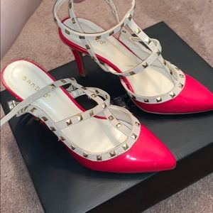 Red women’s size 8.5 heels - with studs